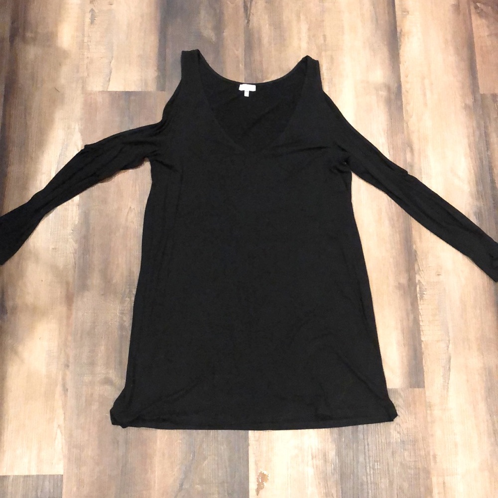 Black mini dress with shoulders cut out